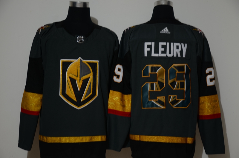 Vegas Golden Knights #29 Fleury Adidas Men gold black NHL Jersey print->brooklyn nets->NBA Jersey